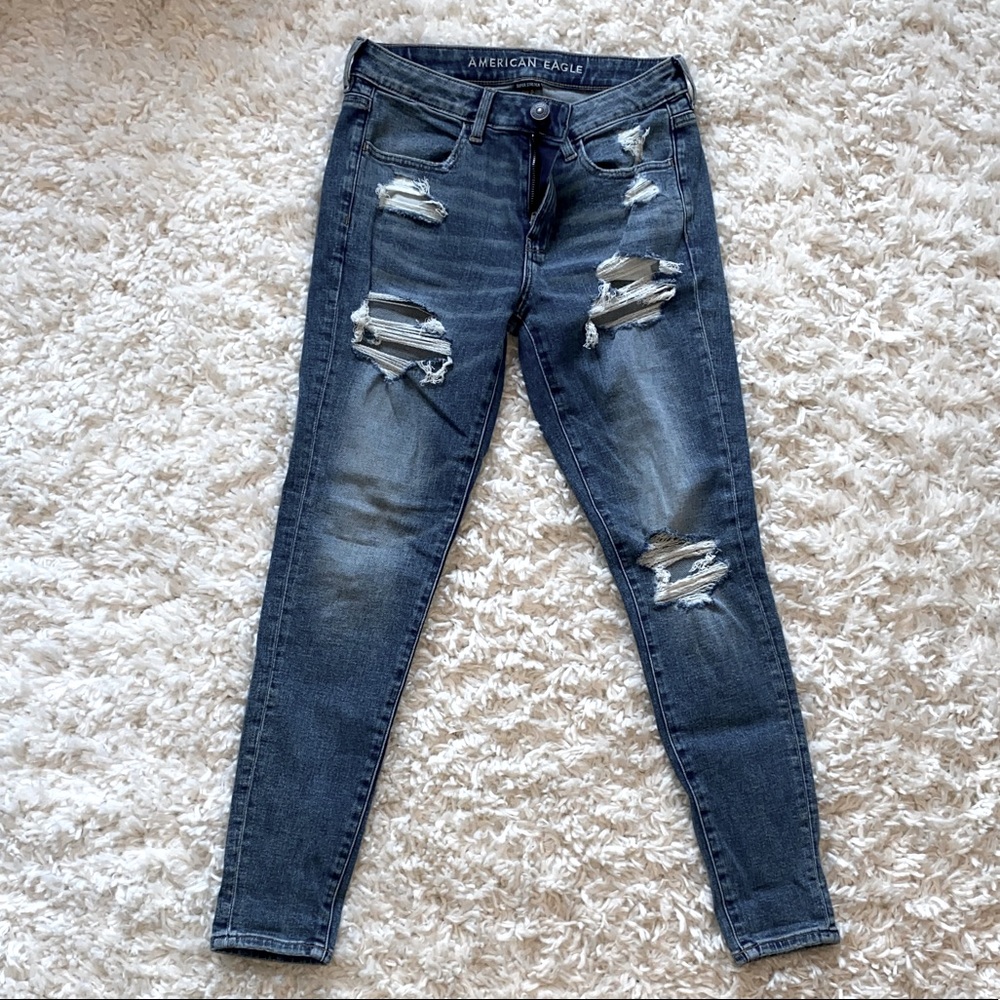 AE Super Stretch Distressed Jean Jegging Size 6